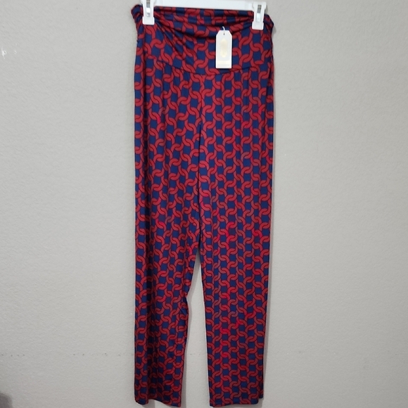 Mud Pie Leggings Size 4-6 Red and Blue Chain Patterned Pants New Small - Picture 1 of 9